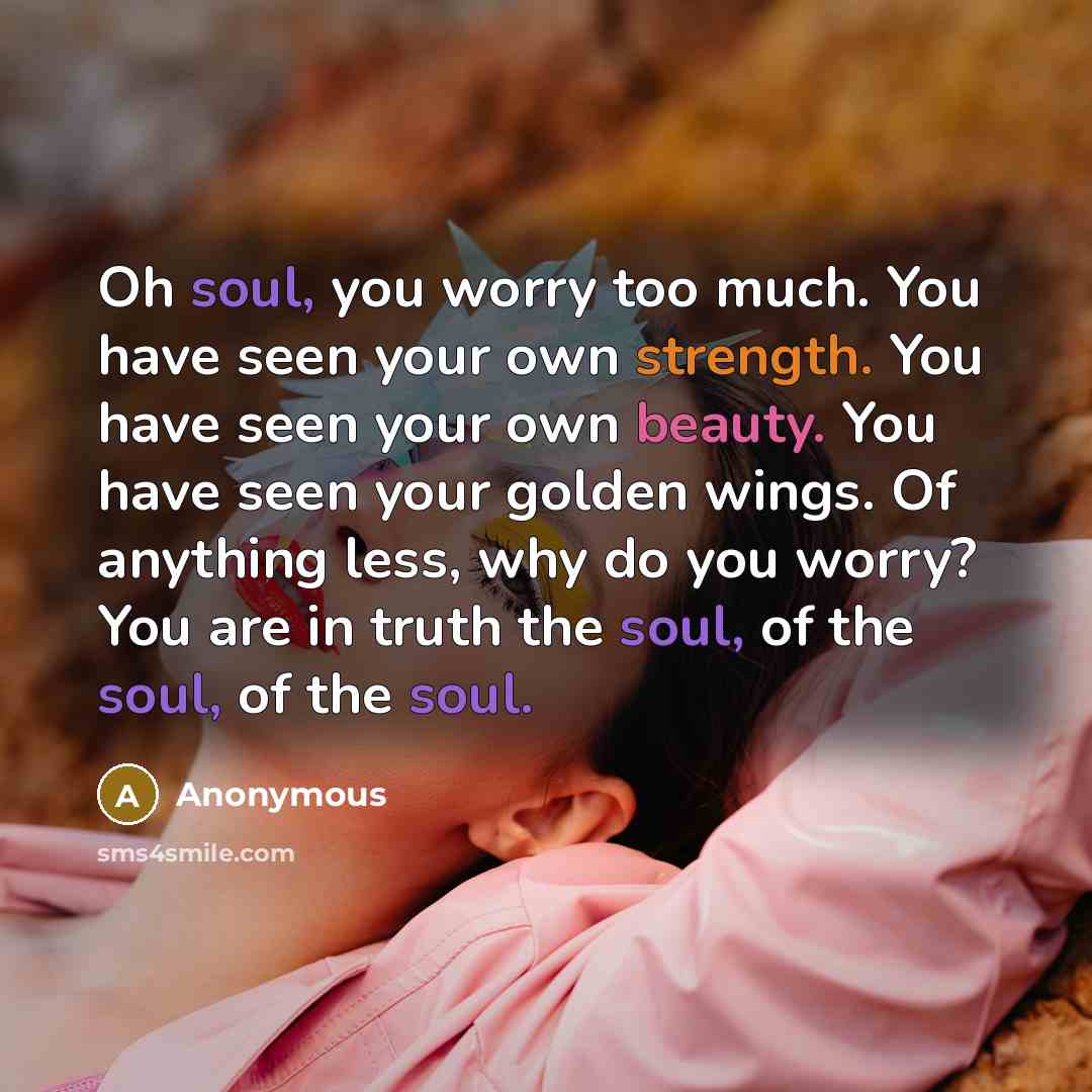 “Oh soul, you worry too much. You have seen your…” quote by Anonymous
