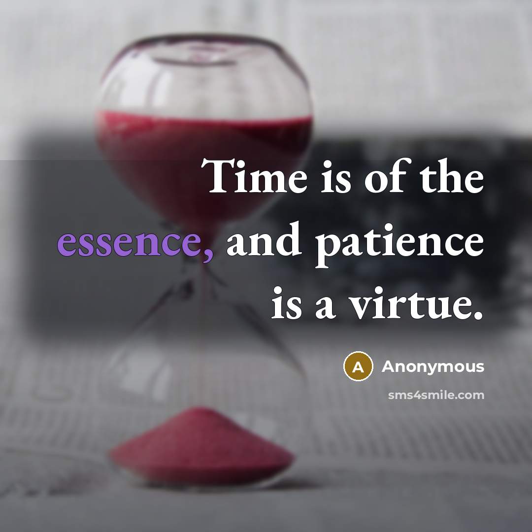 “Time is of the essence, and patience is a virtue.…” quote by Anonymous