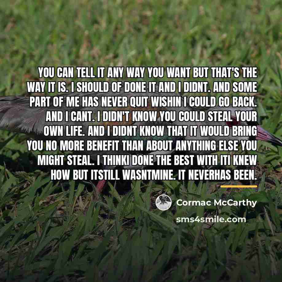 “You can tell it any way you want but that's…” quote by Cormac McCarthy