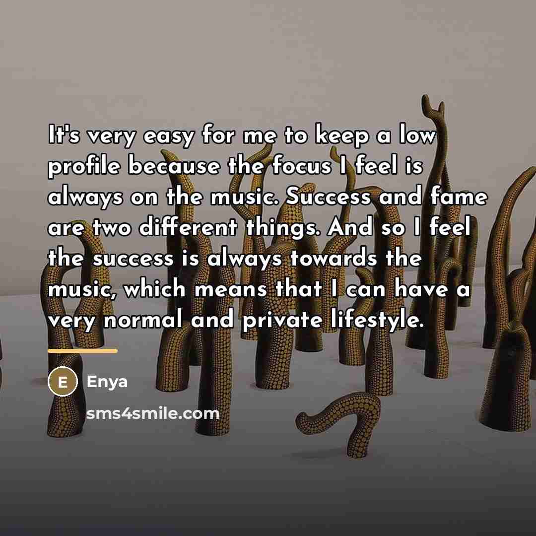 “It's very easy for me to keep a low profile…” quote by Enya