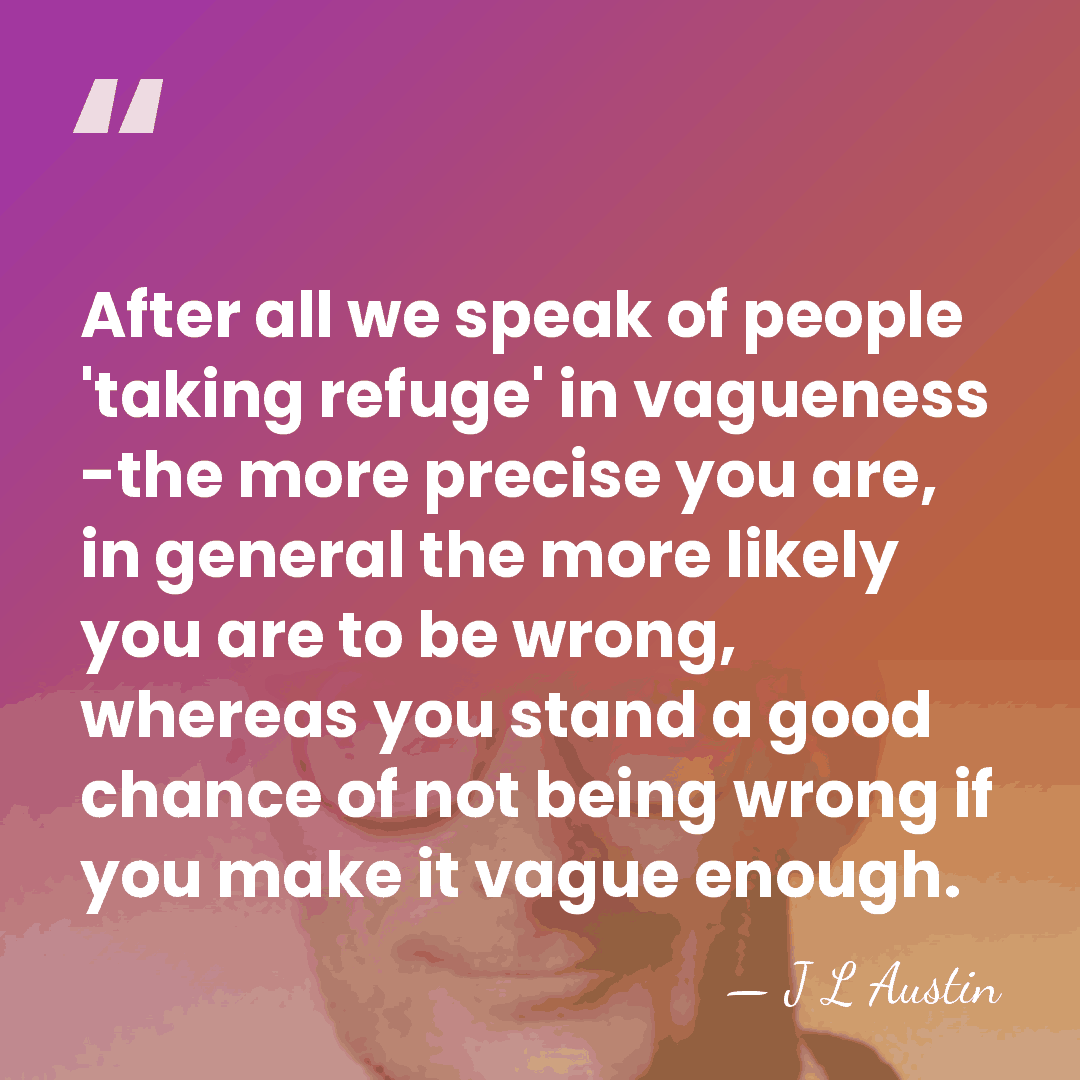 After all we speak of people 'taking refuge' in vagueness -the more&hellip; - J L Austin