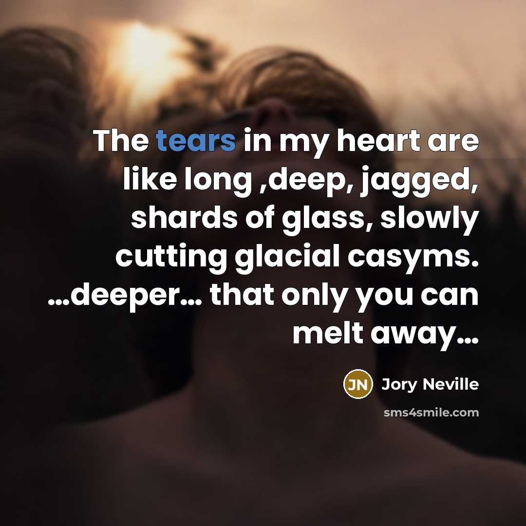“The tears in my heart are like long ,deep, jagged,…” quote by Jory Neville