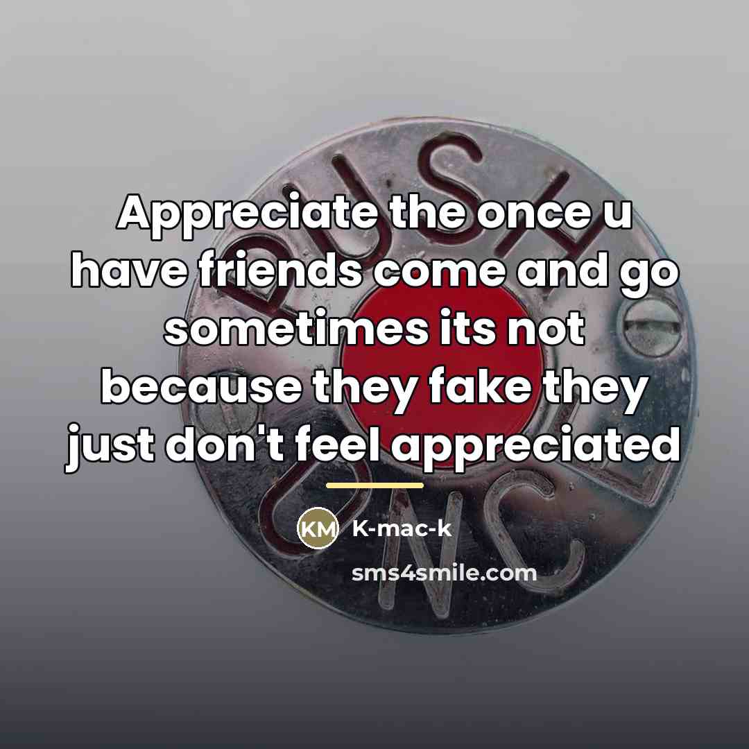 “Appreciate the once u have friends come and go sometimes…” quote by K-mac-k