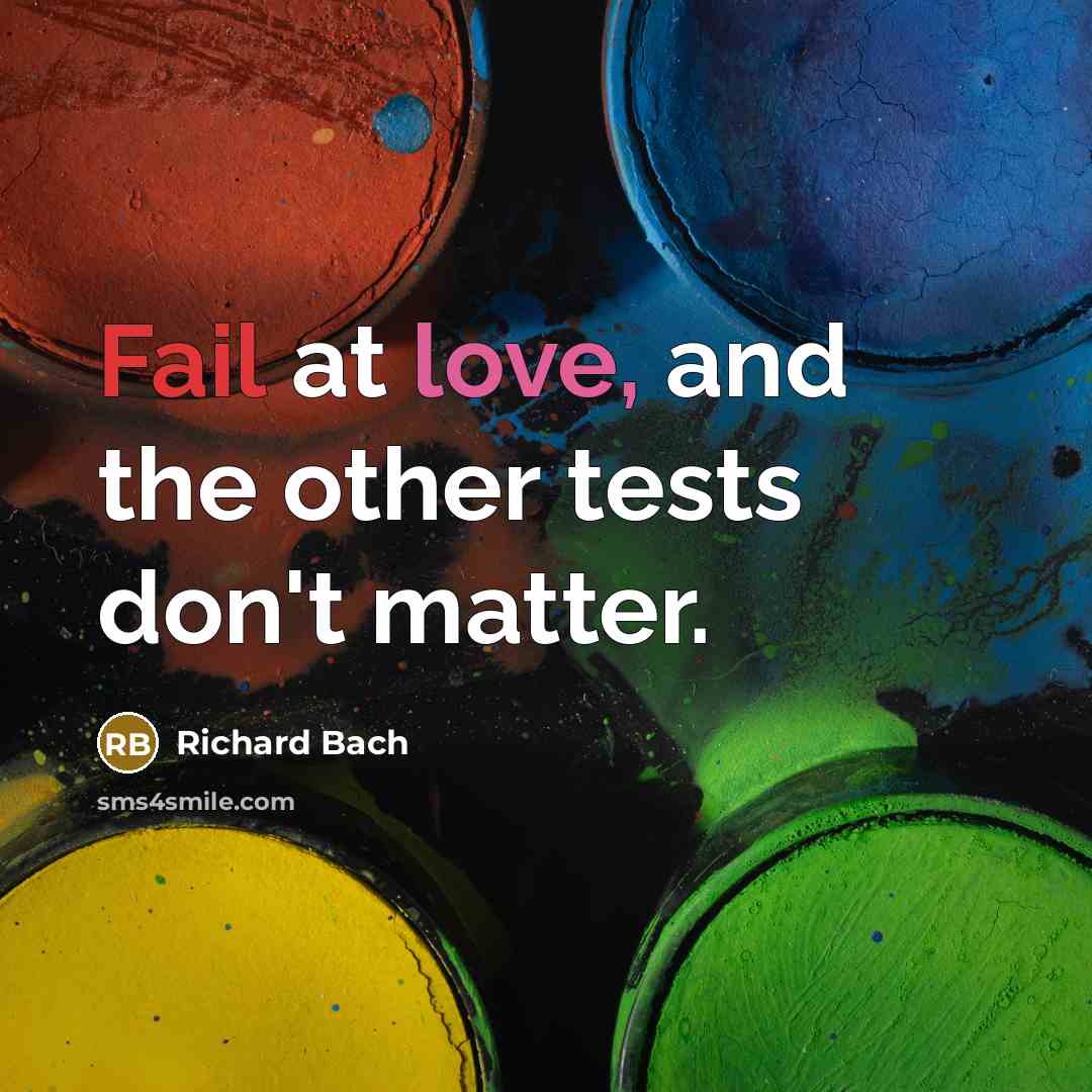 “Fail at love, and the other tests don't matter.…” quote by Richard Bach