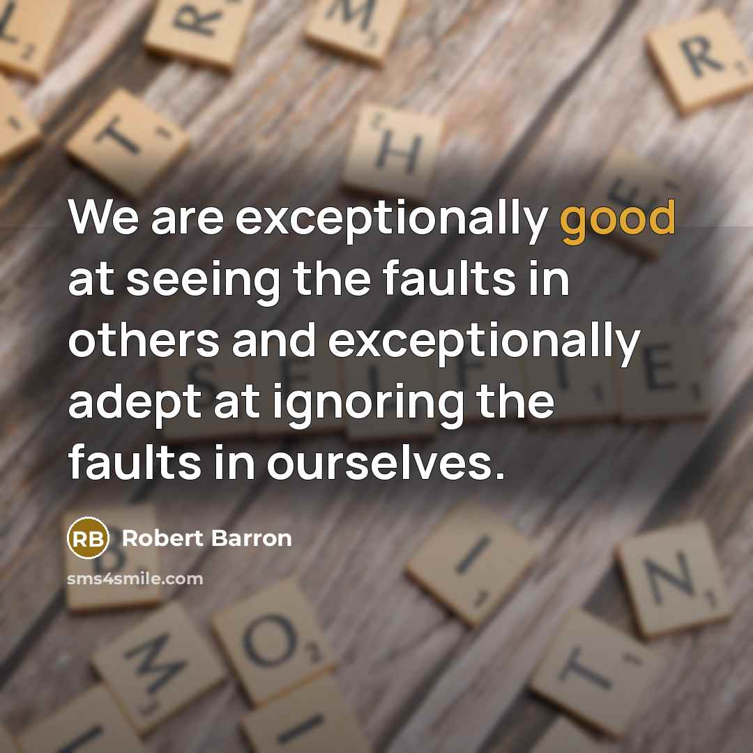 “We are exceptionally good at seeing the faults in others…” quote by Robert Barron