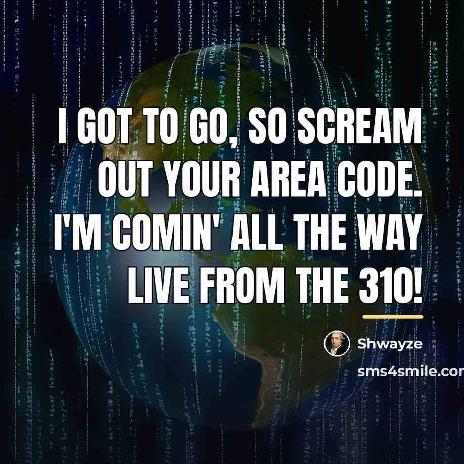 “I got to go, so scream out your area code.…” quote by Shwayze
