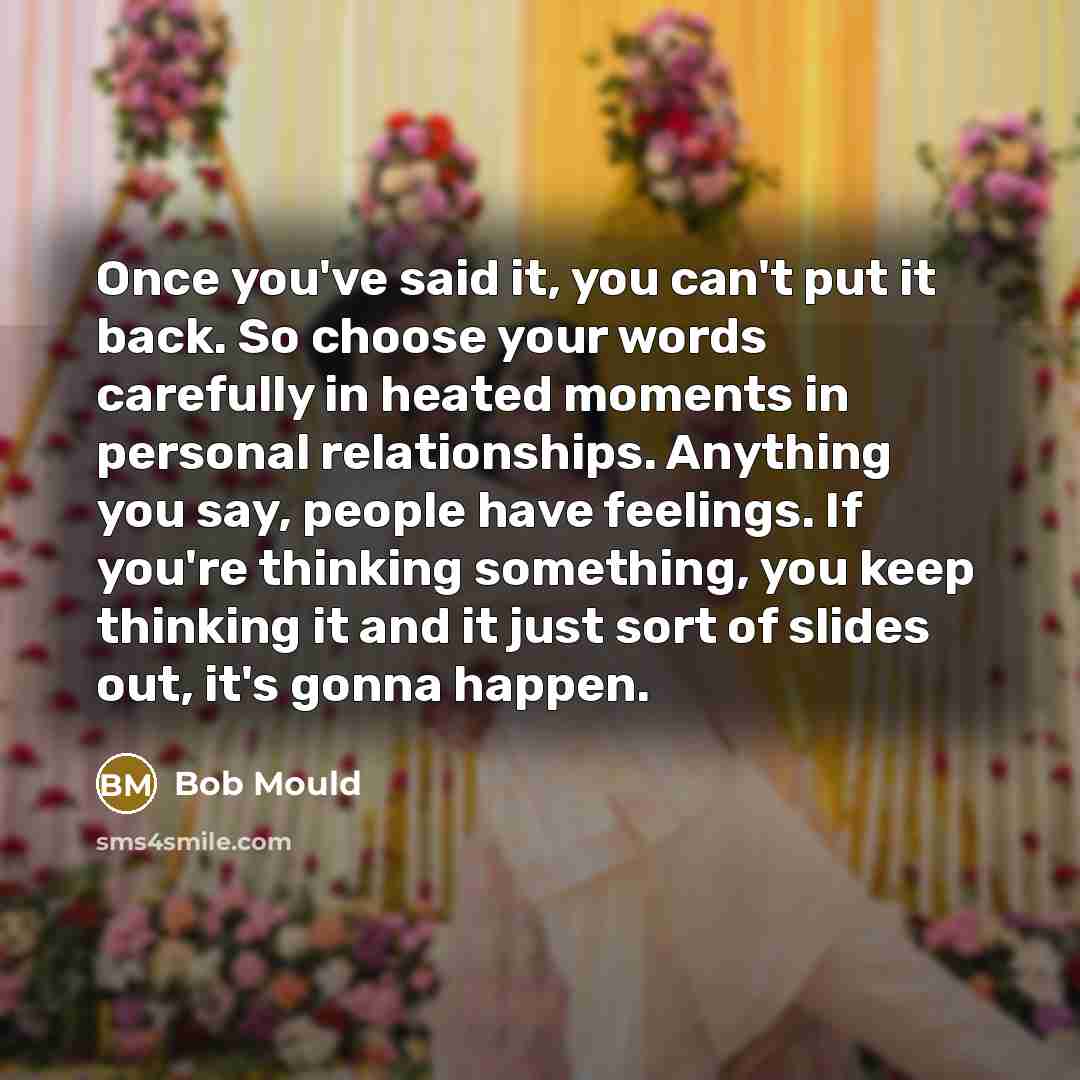 “Once you've said it, you can't put it back. So…” quote by Bob Mould