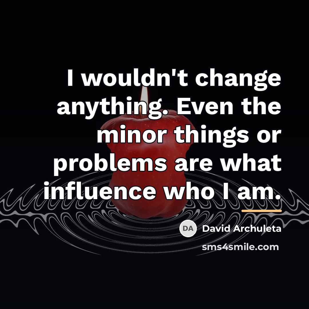 “I wouldn't change anything. Even the minor things or problems…” quote by David Archuleta