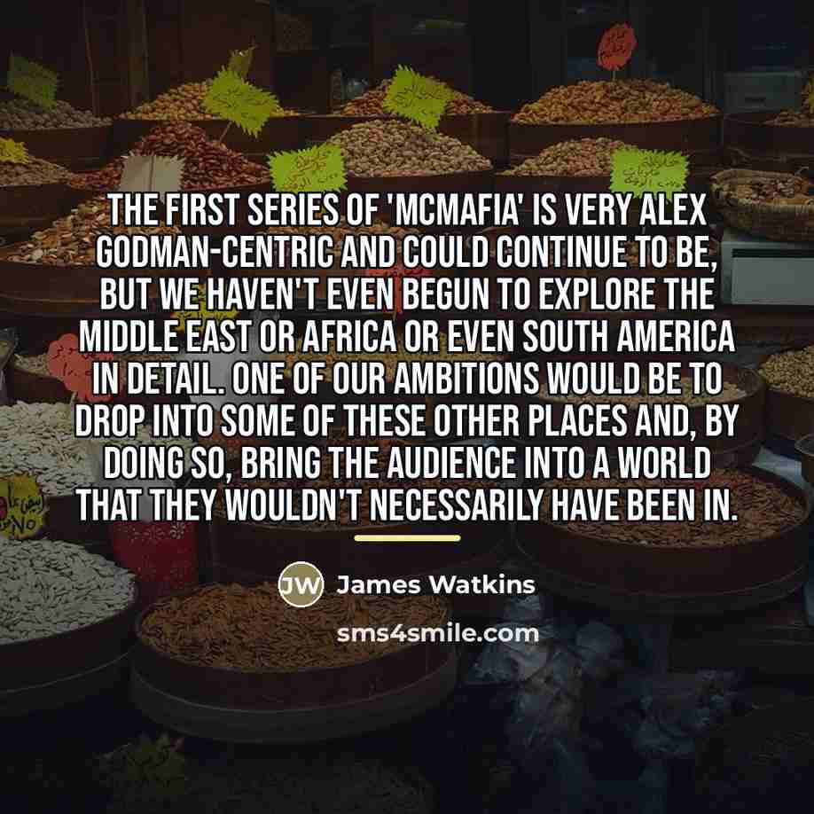 “The first series of 'McMafia' is very Alex Godman-centric and…” quote by James Watkins