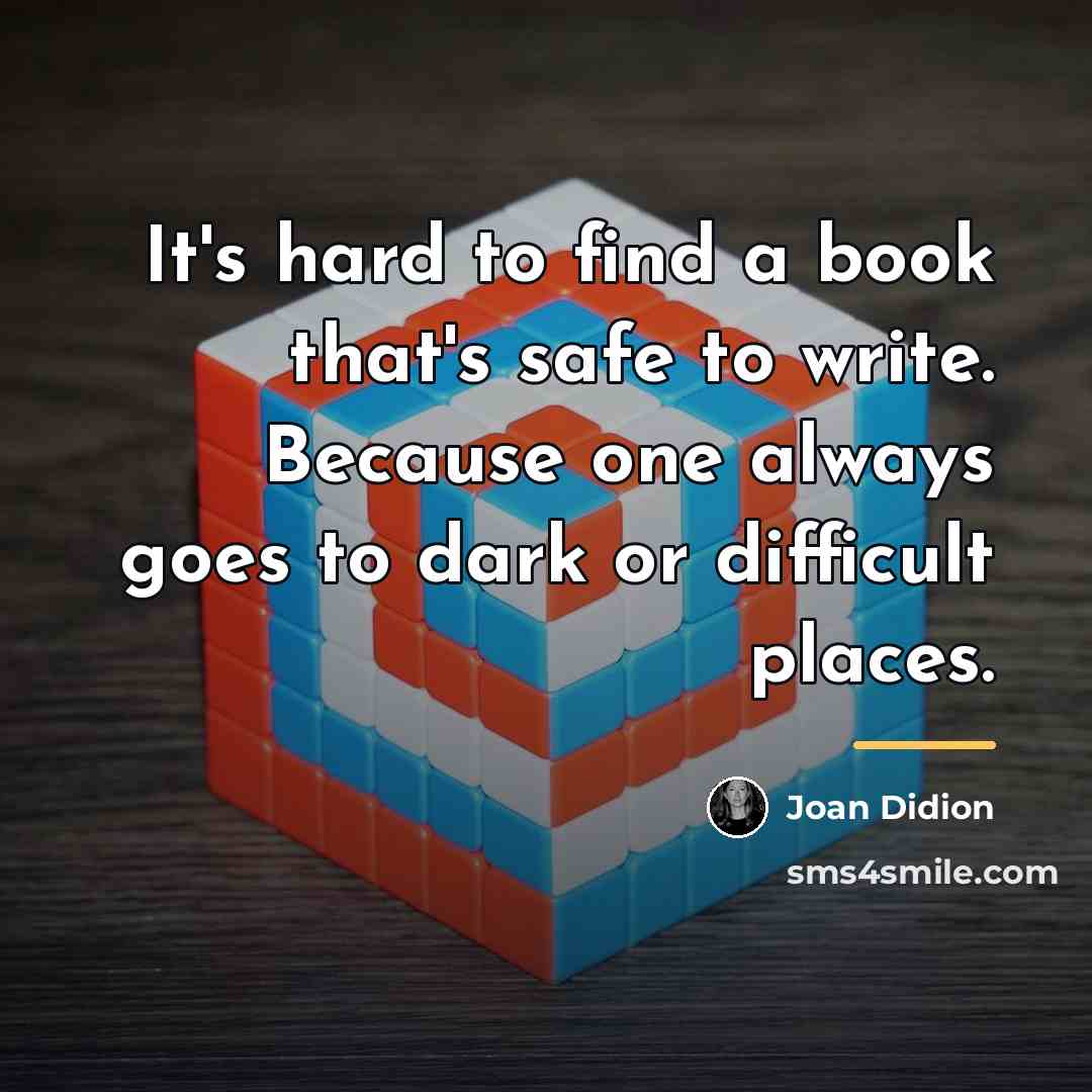“It's hard to find a book that's safe to write.…” quote by Joan Didion