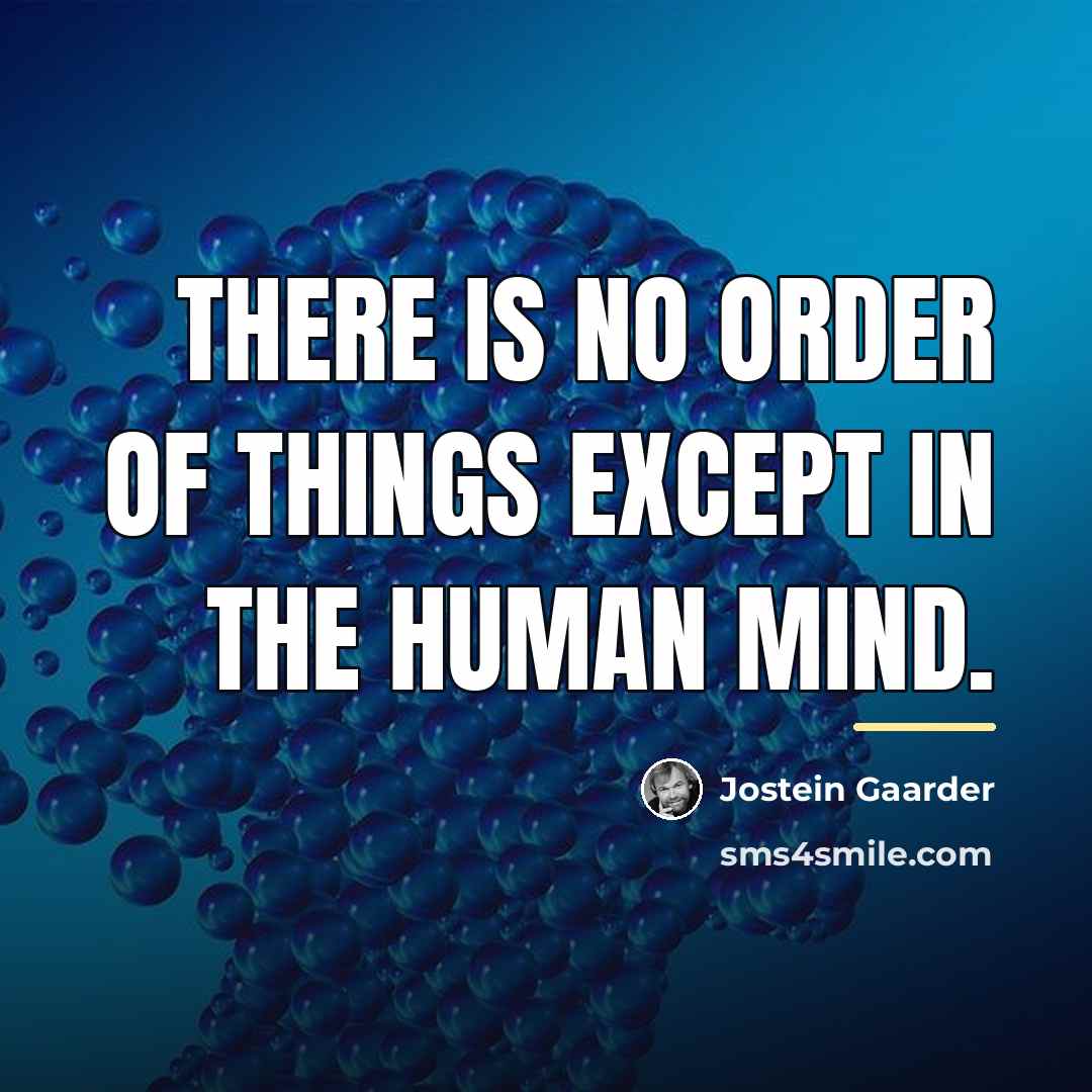 “There is no order of things except in the human…” quote by Jostein Gaarder