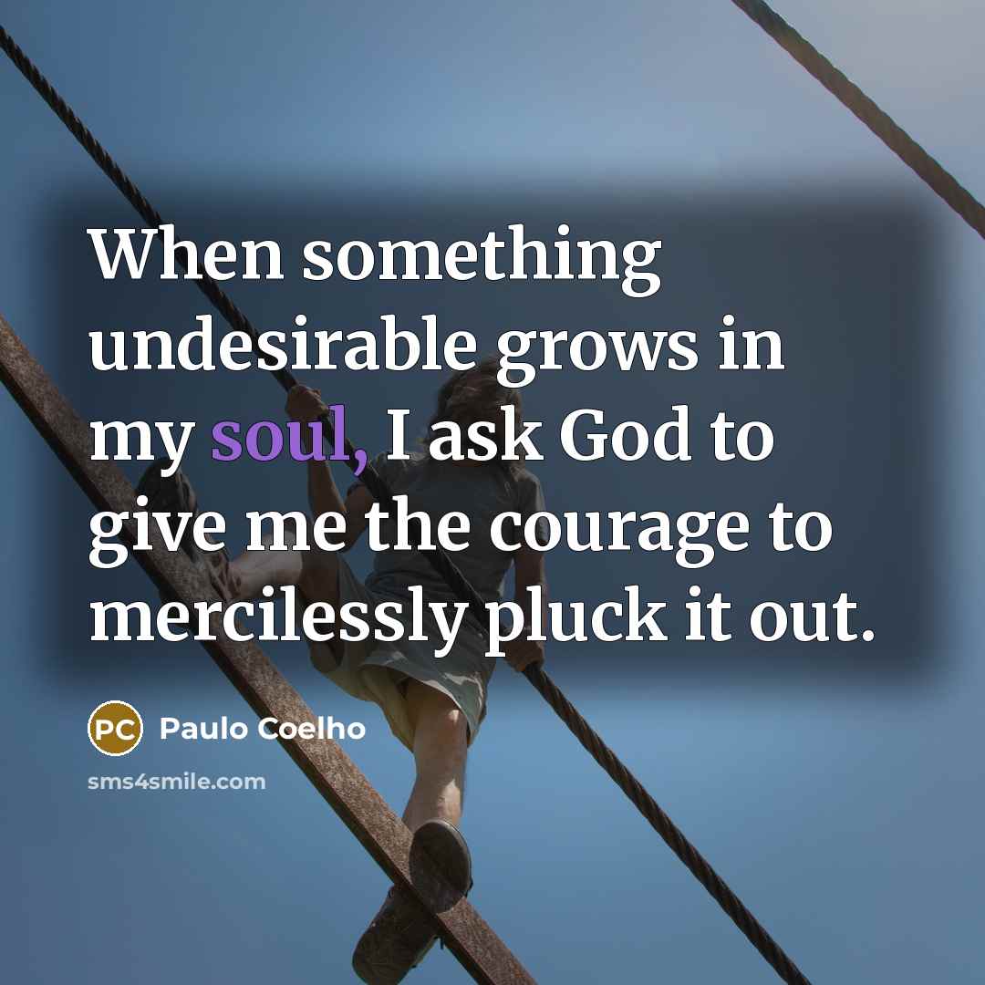 “When something undesirable grows in my soul, I ask God…” quote by Paulo Coelho