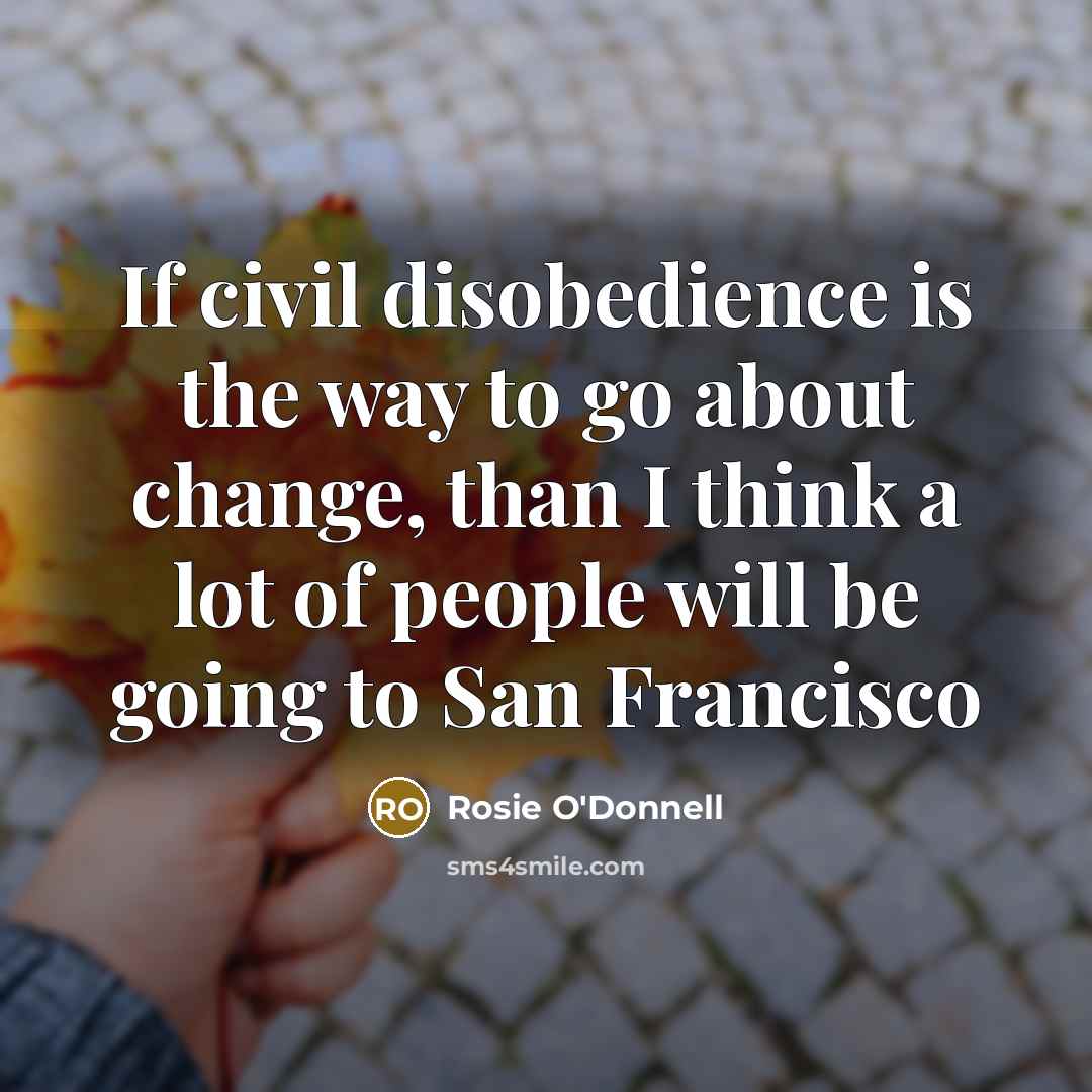 “If civil disobedience is the way to go about change,…” quote by Rosie O'Donnell
