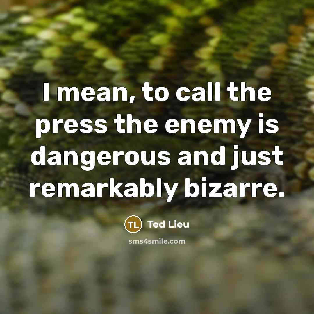 “I mean, to call the press the enemy is dangerous…” quote by Ted Lieu