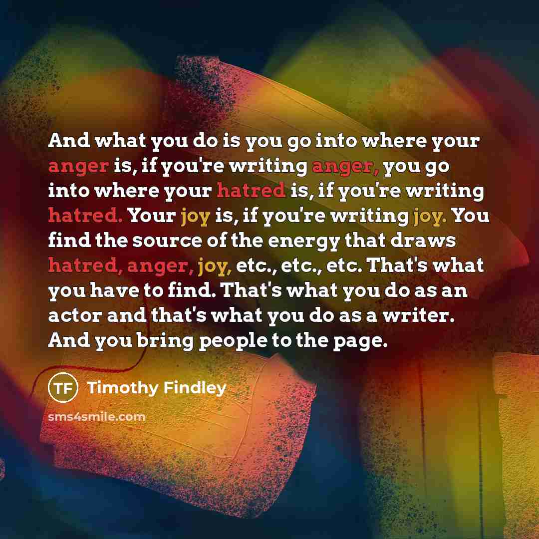 “And what you do is you go into where your…” quote by Timothy Findley