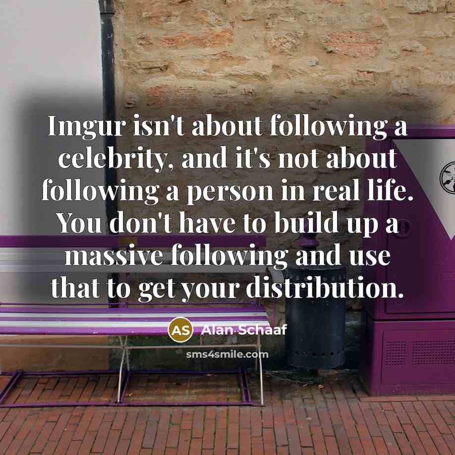“Imgur isn't about following a celebrity, and it's not about…” quote by Alan Schaaf