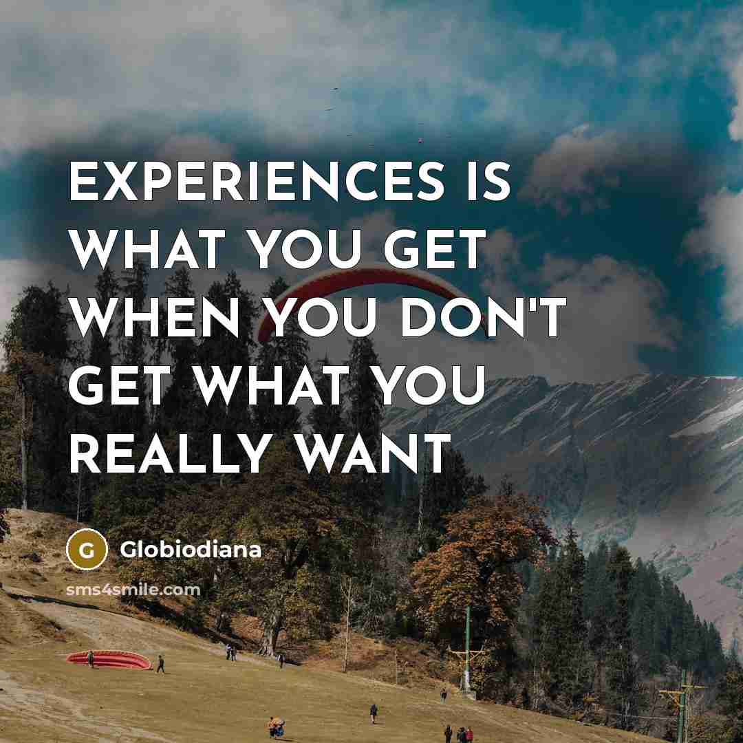 “EXPERIENCES IS WHAT YOU GET WHEN YOU DON'T GET WHAT YOU REALLY WANT” quote by Globiodiana