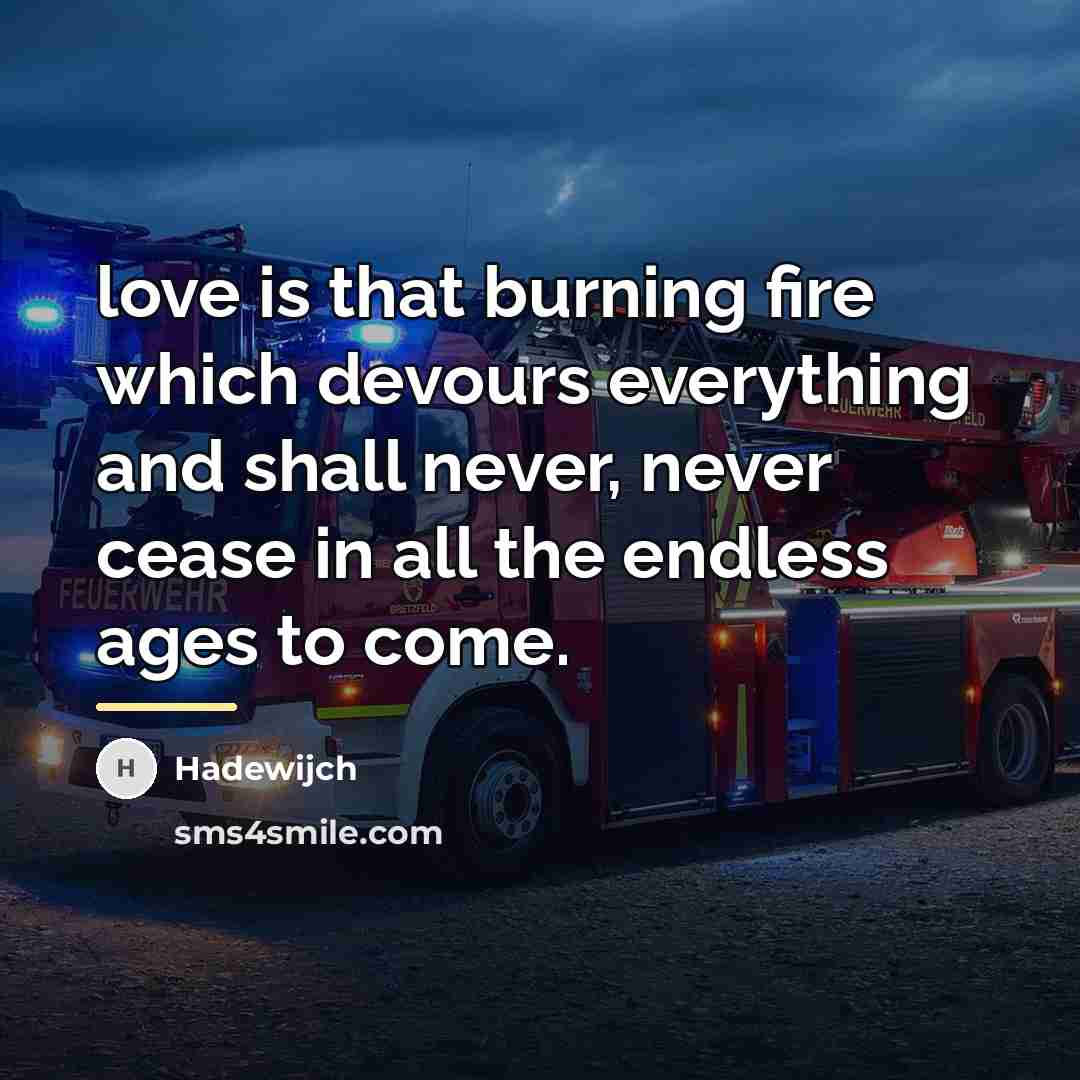 “love is that burning fire which devours everything and shall…” quote by Hadewijch