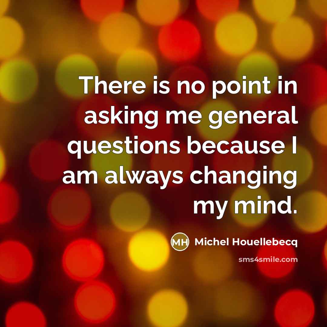 “There is no point in asking me general questions because…” quote by Michel Houellebecq
