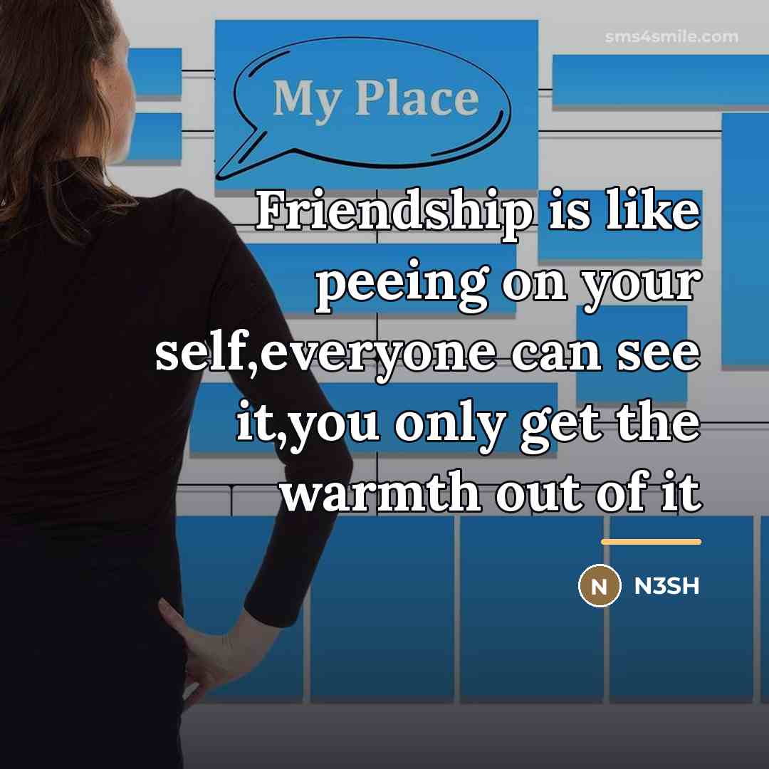 “Friendship is like peeing on your self,everyone can see it,you…” quote by N3sh