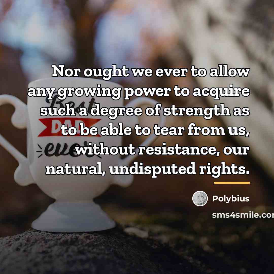 “Nor ought we ever to allow any growing power to…” quote by Polybius