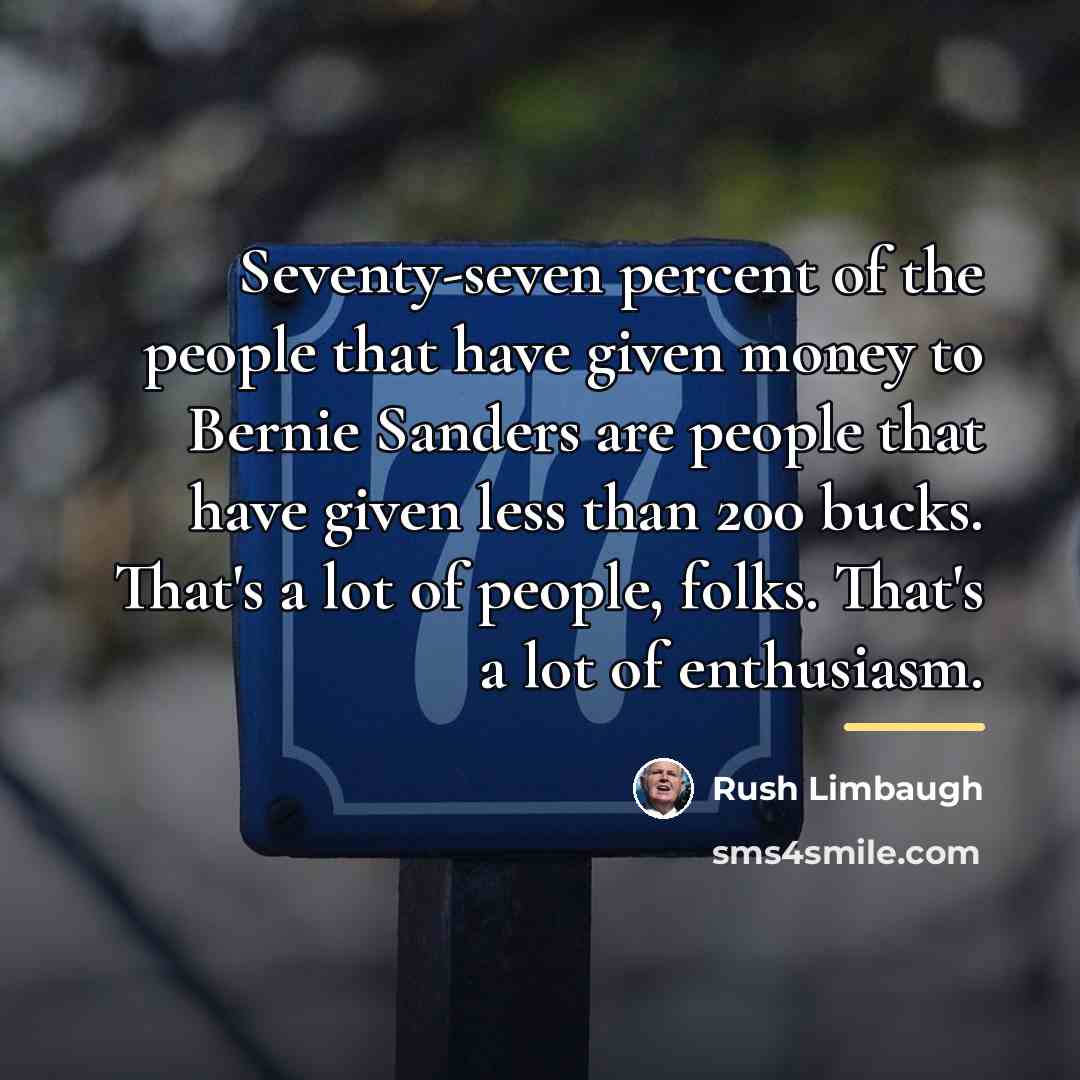 “Seventy-seven percent of the people that have given money to…” quote by Rush Limbaugh