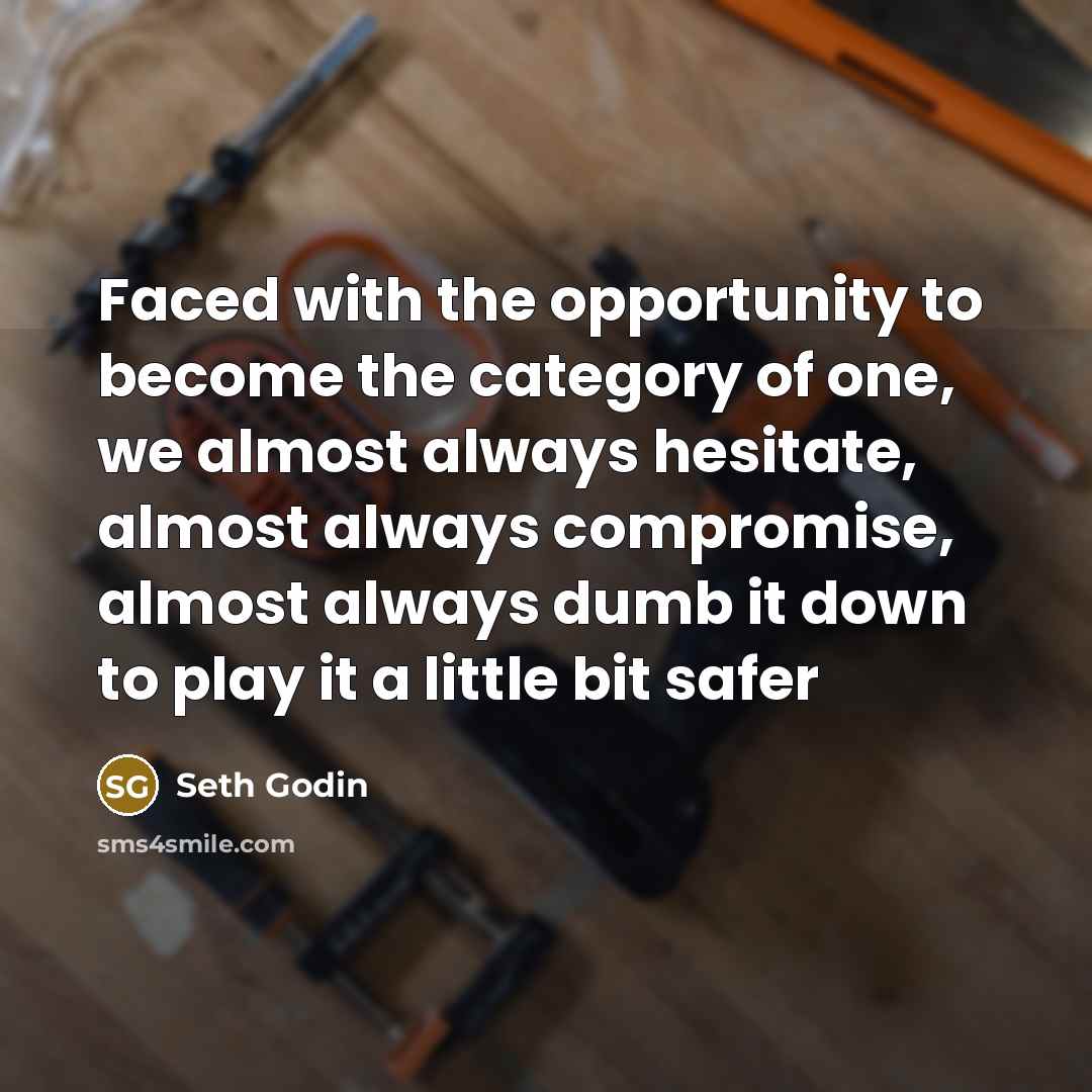 “Faced with the opportunity to become the category of one,…” quote by Seth Godin