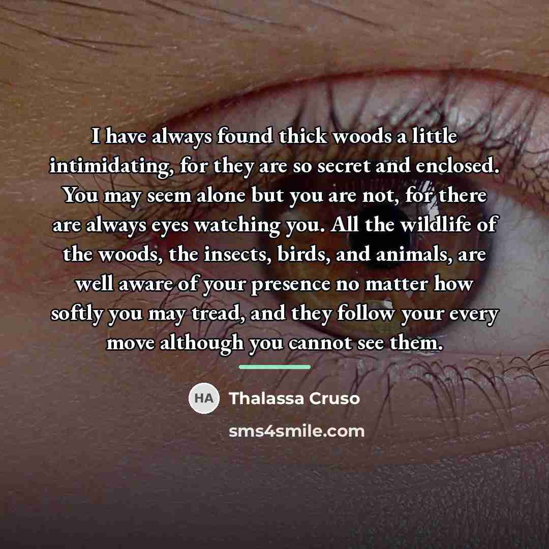 “I have always found thick woods a little intimidating, for…” quote by Thalassa Cruso