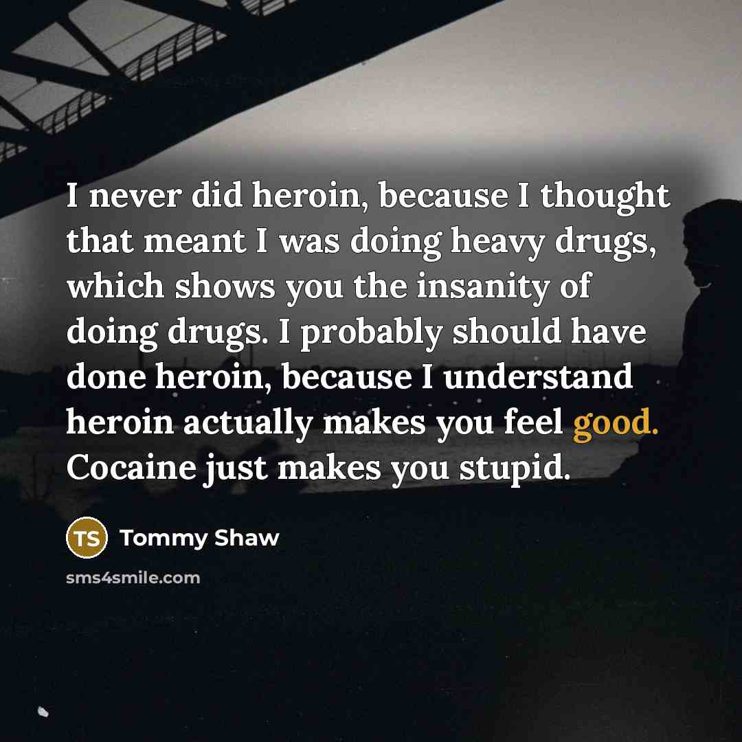 “I never did heroin, because I thought that meant I…” quote by Tommy Shaw