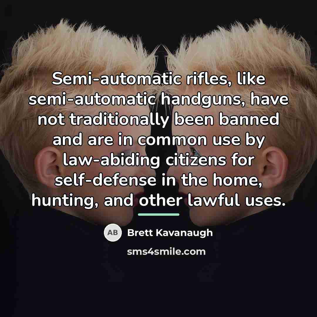 “Semi-automatic rifles, like semi-automatic handguns, have not traditionally been banned…” quote by Brett Kavanaugh