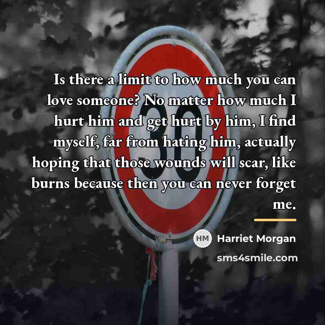 “Is there a limit to how much you can love…” quote by Harriet Morgan