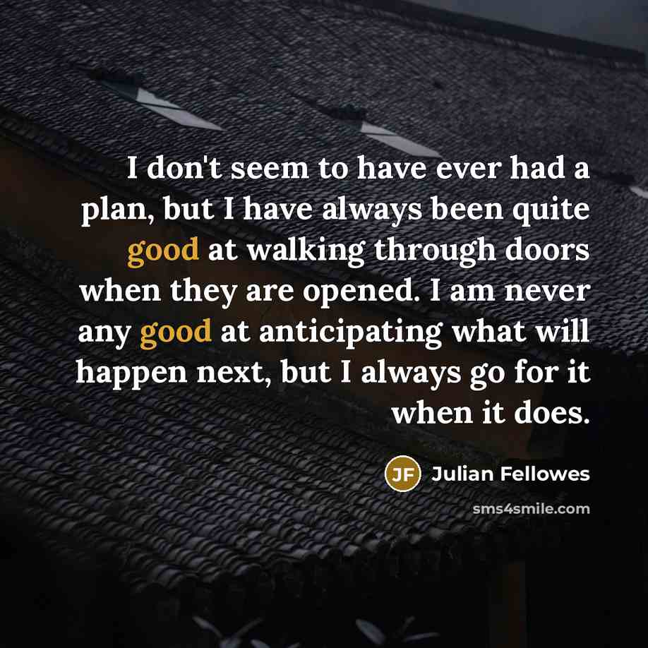 “I don't seem to have ever had a plan, but…” quote by Julian Fellowes