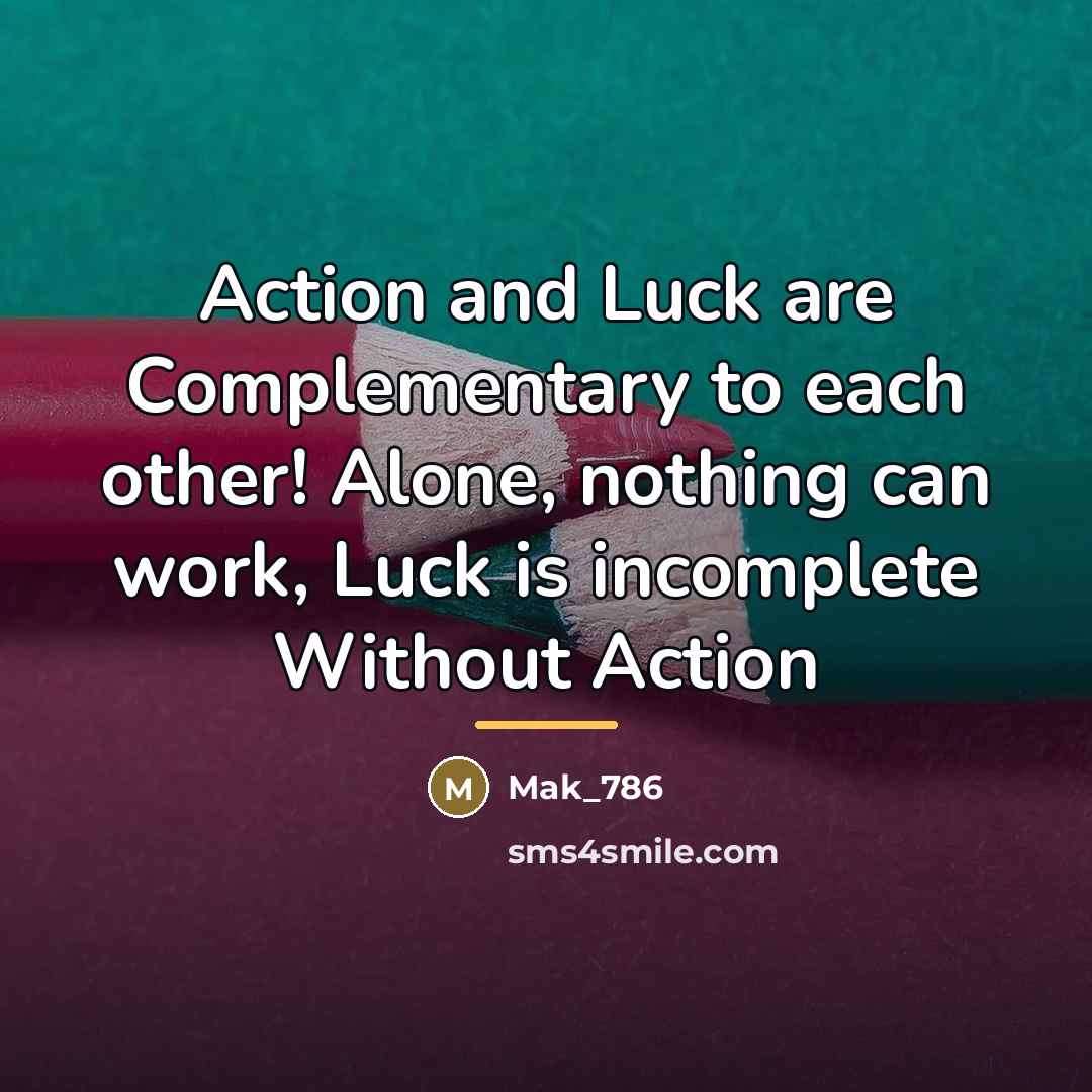 “Action and Luck are Complementary to each other! Alone, nothing…” quote by Mak_786
