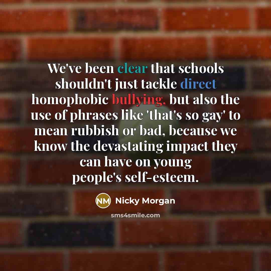 “We've been clear that schools shouldn't just tackle direct homophobic…” quote by Nicky Morgan