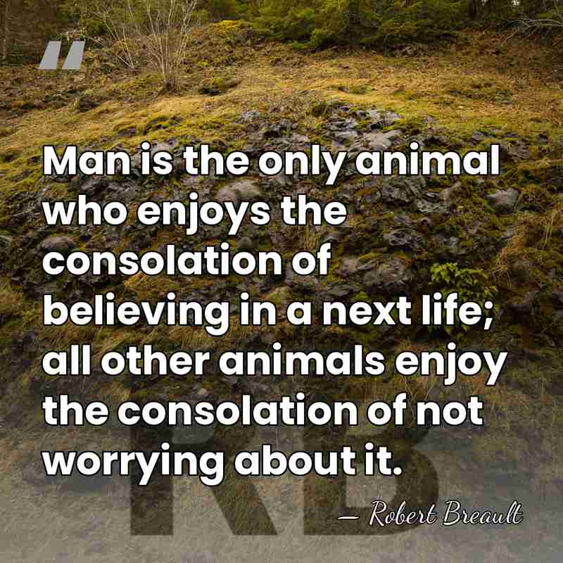 Man is the only animal who enjoys the consolation of believing in&hellip; - Robert Breault