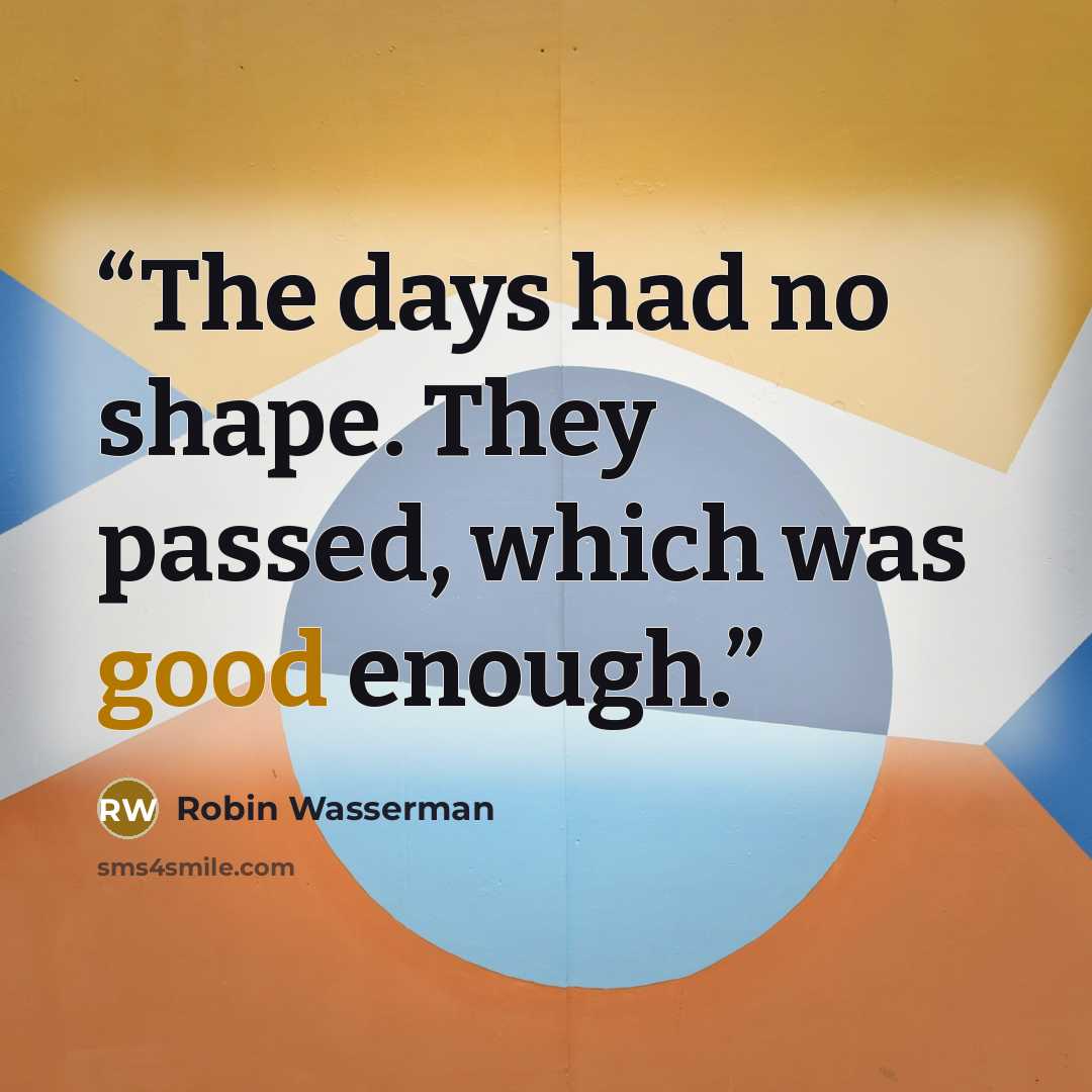 “The days had no shape. They passed, which was good enough.” quote by Robin Wasserman