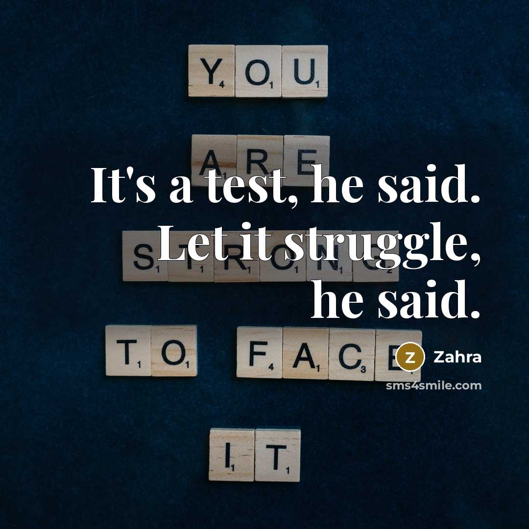 “It's a test, he said. Let it struggle, he said.…” quote by Zahra