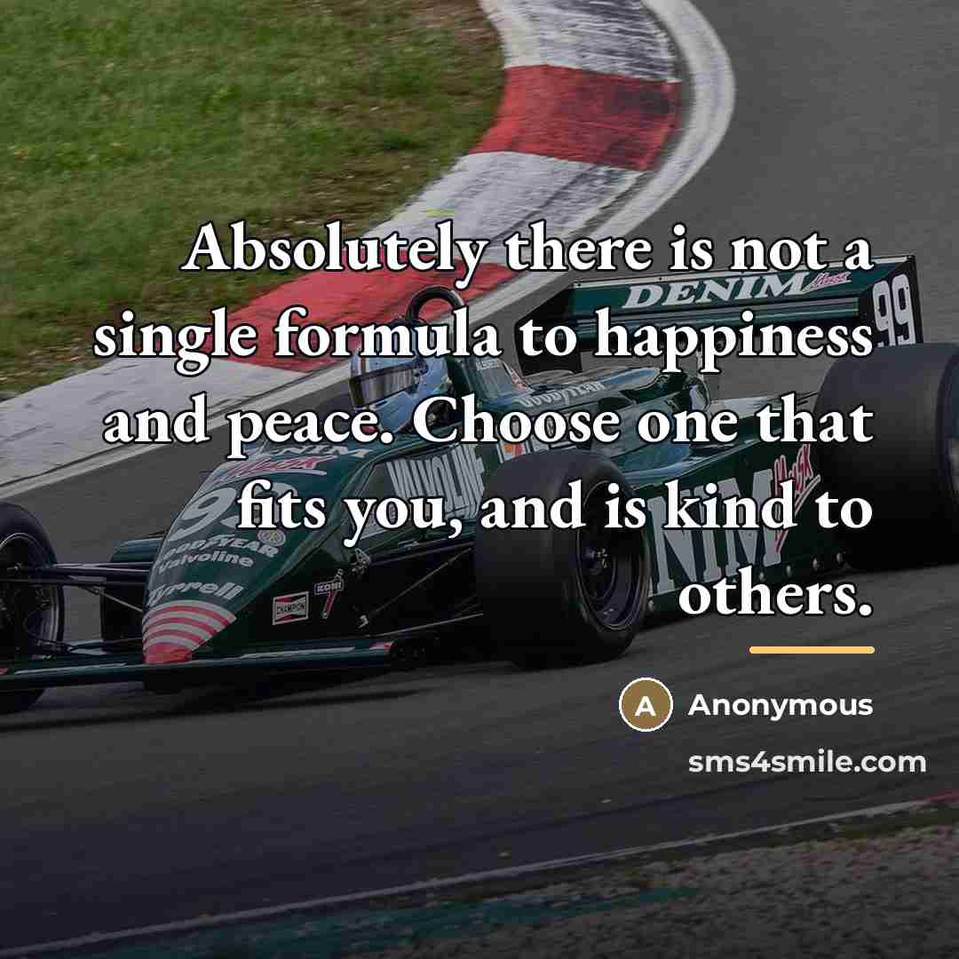 “Absolutely there is not a single formula to happiness and…” quote by Anonymous