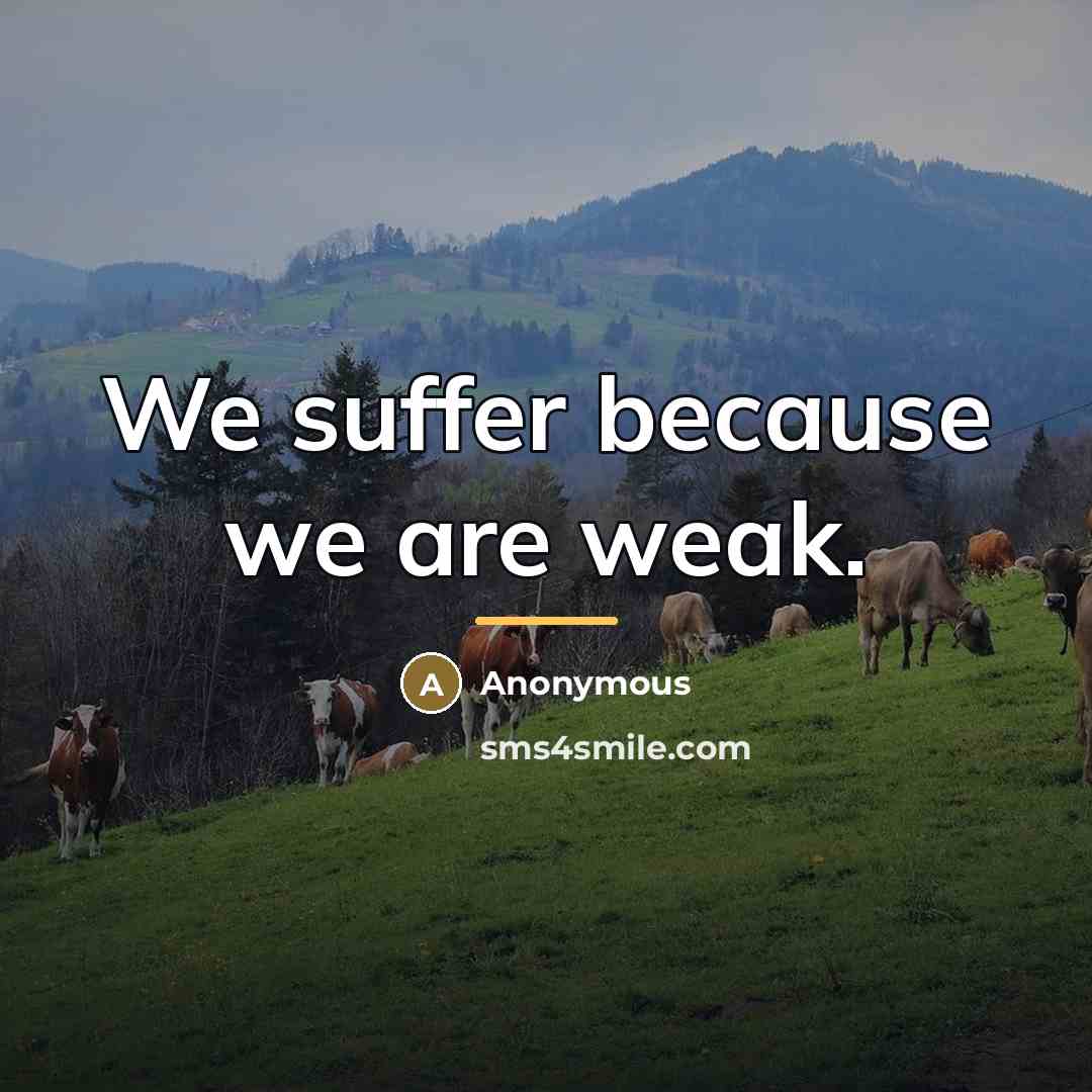 “We suffer because we are weak.…” quote by Anonymous