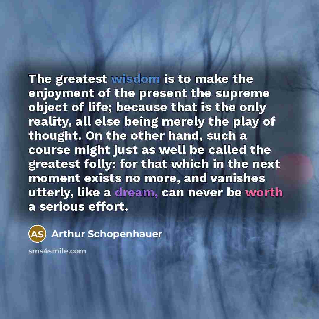“The greatest wisdom is to make the enjoyment of the…” quote by Arthur Schopenhauer
