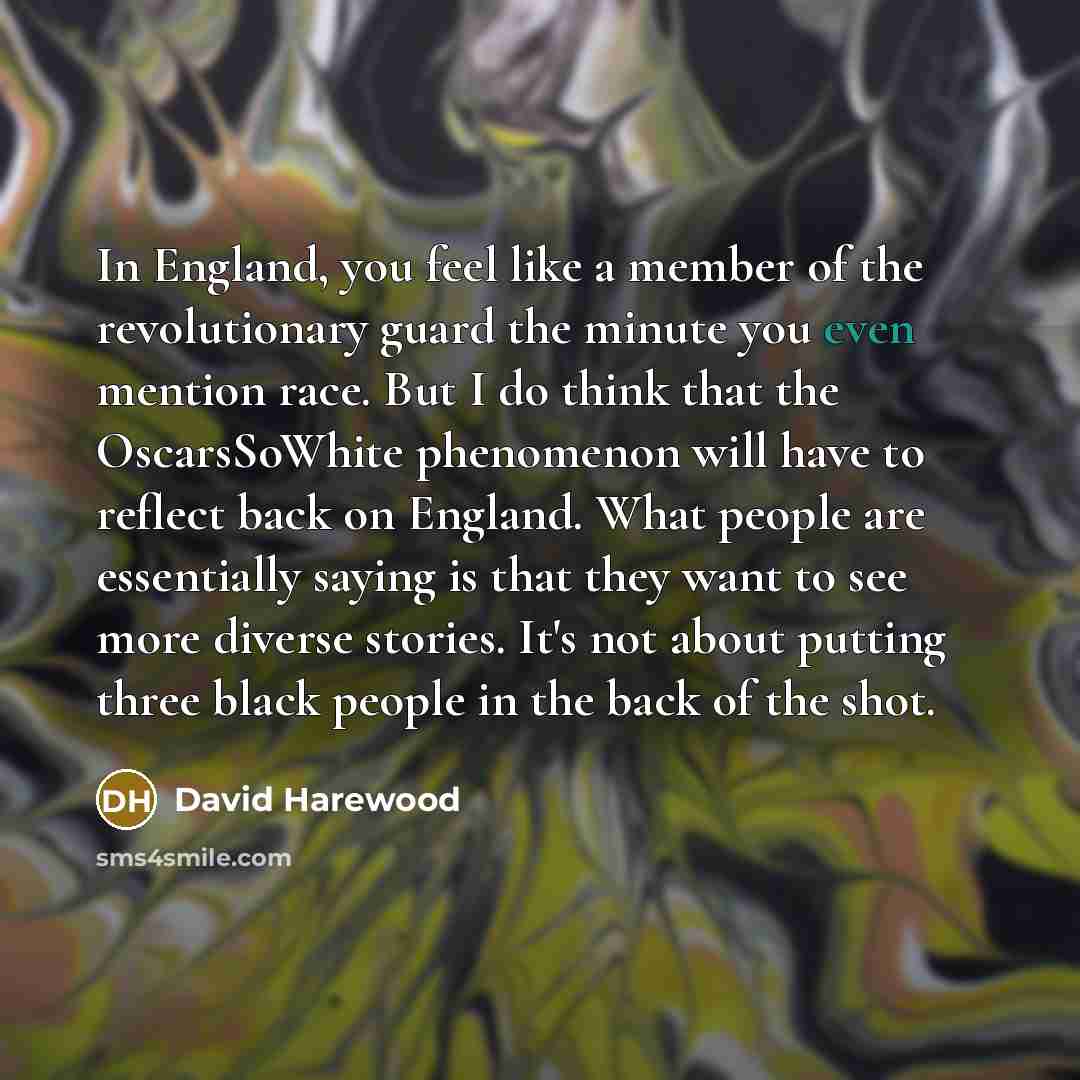 “In England, you feel like a member of the revolutionary…” quote by David Harewood