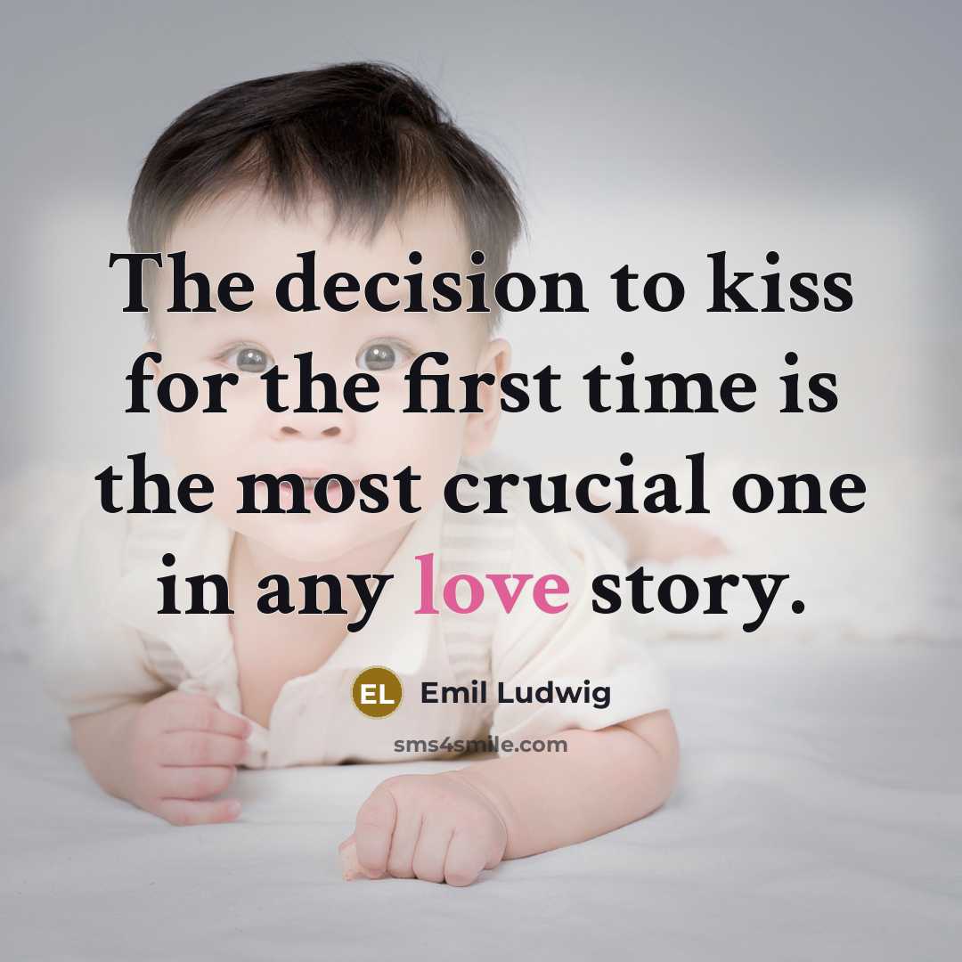 “The decision to kiss for the first time is the…” quote by Emil Ludwig