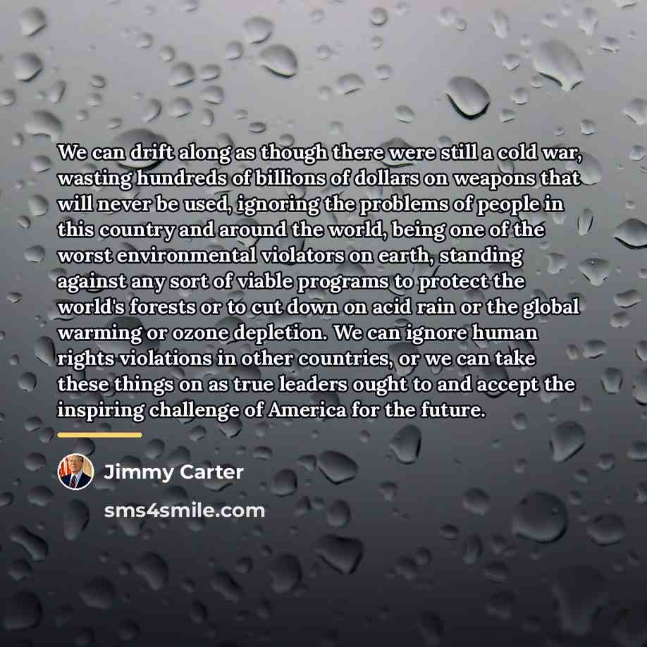 “We can drift along as though there were still a…” quote by Jimmy Carter