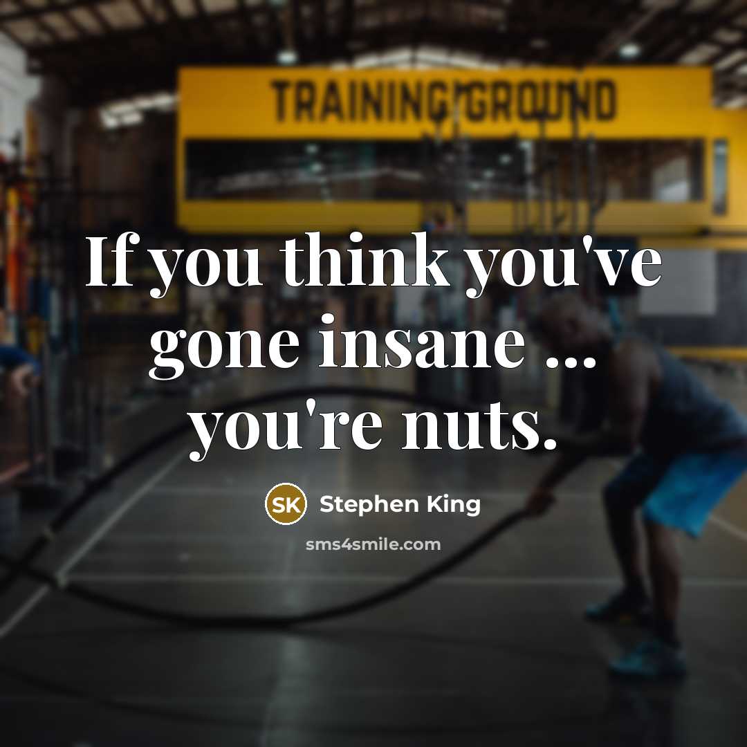 “If you think you've gone insane ... you're nuts.…” quote by Stephen King