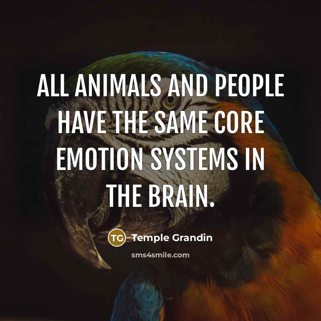 “All animals and people have the same core emotion systems…” quote by Temple Grandin