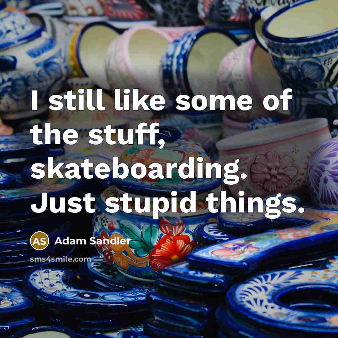 “I still like some of the stuff, skateboarding. Just stupid…” quote by Adam Sandler