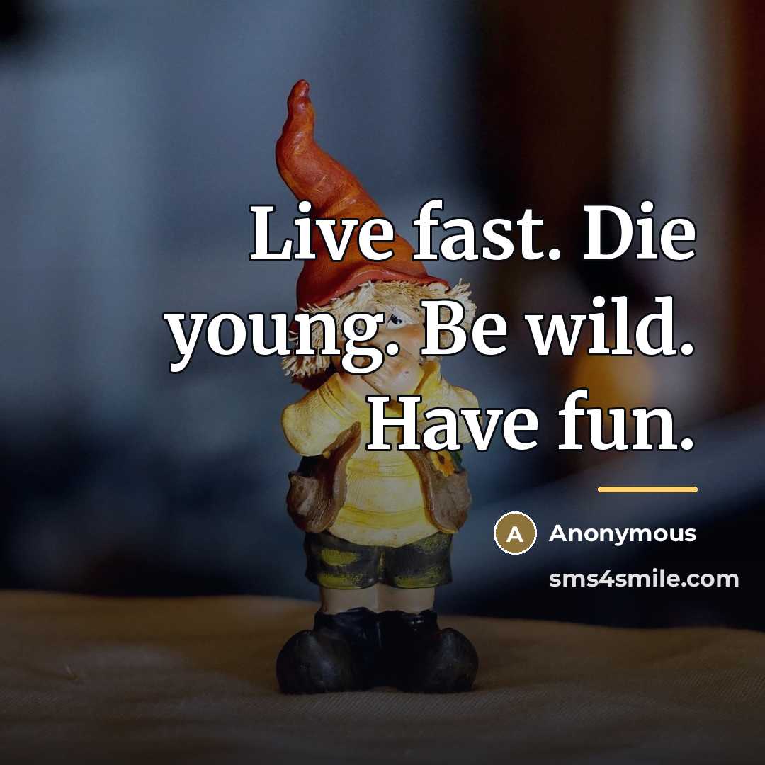 “Live fast. Die young. Be wild. Have fun.…” quote by Anonymous