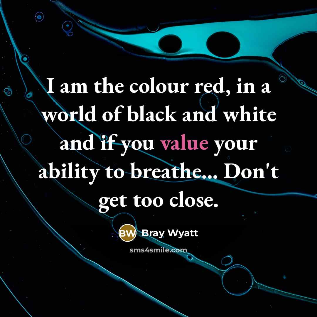 “I am the colour red, in a world of black…” quote by Bray Wyatt