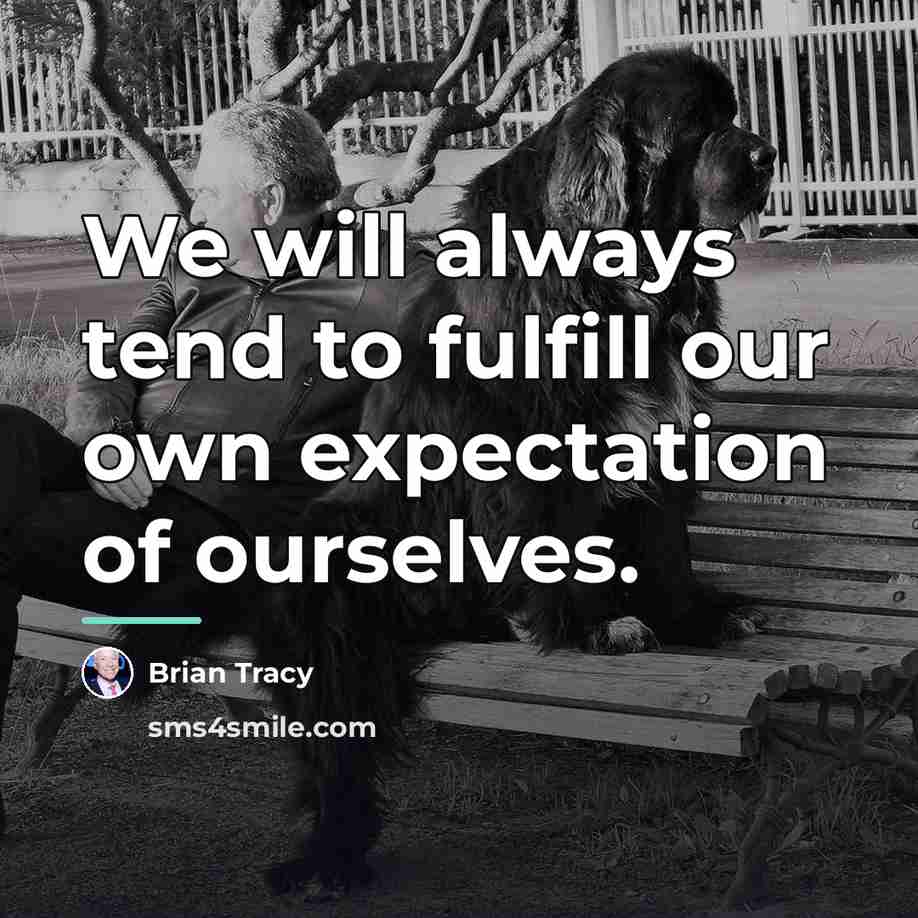 “We will always tend to fulfill our own expectation of…” quote by Brian Tracy