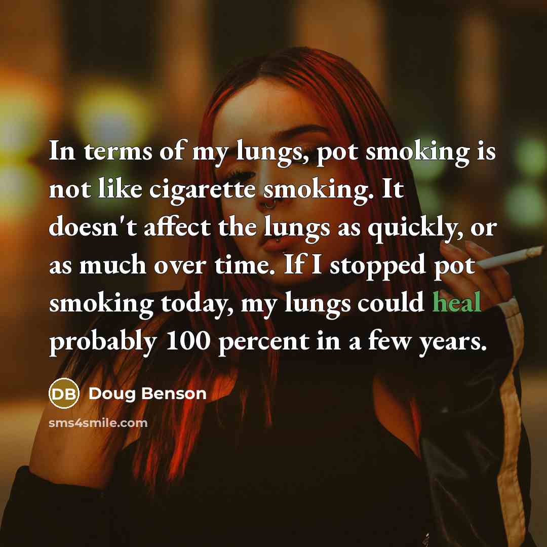 “In terms of my lungs, pot smoking is not like…” quote by Doug Benson
